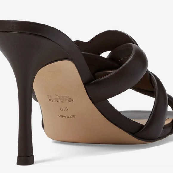 COACH KELLIE LEATHER SANDALS BRAIDED STRAPS-WOMEN- MAPLE - 9.5 - Picture 4 of 12